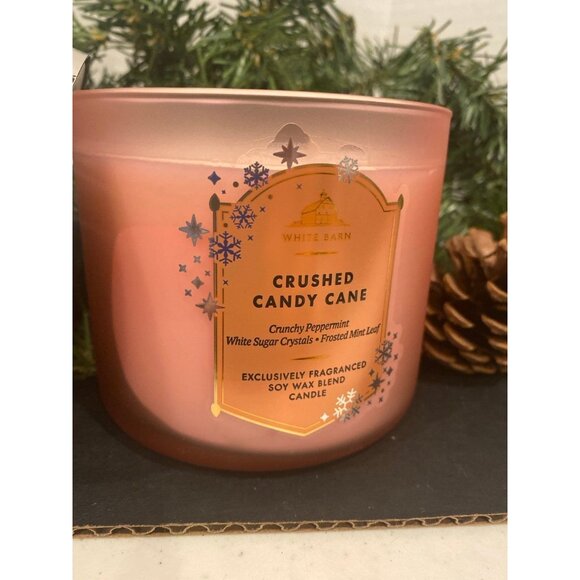 Bath & Body Works “Crushed Candy Cane” New Christmas Holiday 3 Wick Candle - Picture 2 of 6